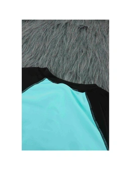 Azura Exchange Color Block Zipper Long Sleeve Rash Guard Swimwear
