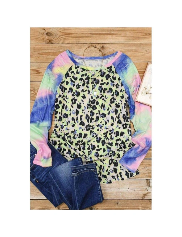 Azura Exchange Tie-dyed Print Cut-out Long Sleeve Top, hi-res image number null