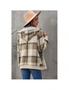 Azura Exchange Khaki Plaid Print Zipper Fleece Hooded Coat, hi-res
