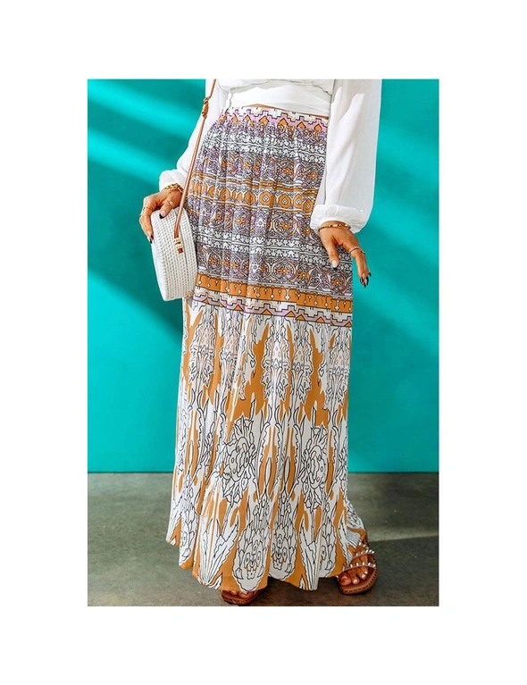 Azura Exchange Boho Tribal Print Mid Waist Maxi Skirt, hi-res image number null