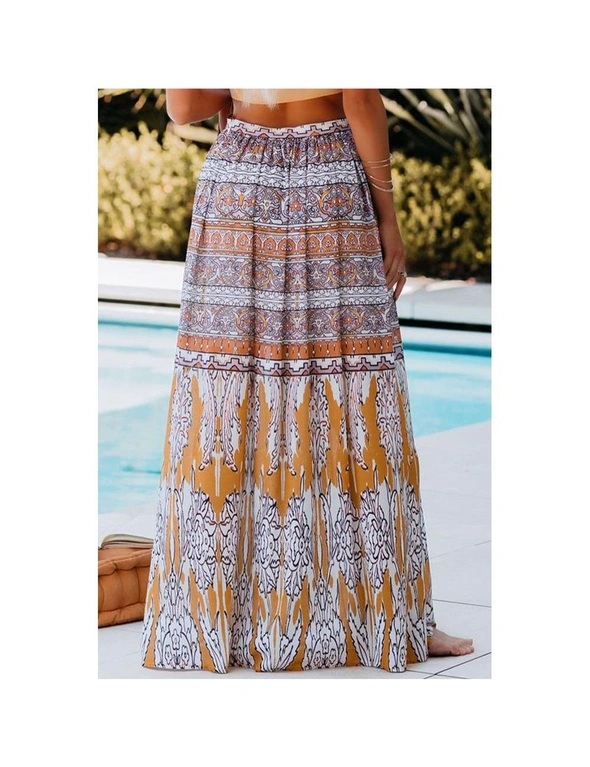 Azura Exchange Boho Tribal Print Mid Waist Maxi Skirt, hi-res image number null