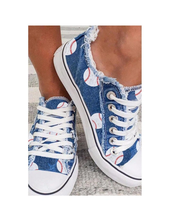 Azura Exchange Casual Baseball Print Lacing Up Sneakers, hi-res image number null