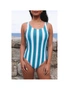 Azura Exchange Striped Print Criss Cross U-neck One-piece Swimsuit, hi-res