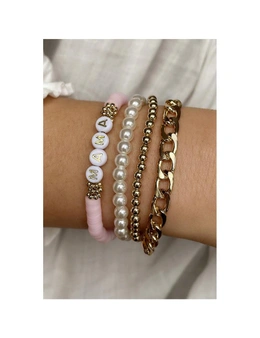 Azura Exchange 4PCS MAMA Pearls Beaded Chain Bracelets Set