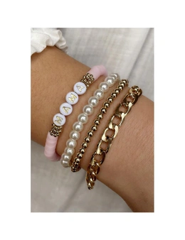 Azura Exchange 4PCS MAMA Pearls Beaded Chain Bracelets Set
