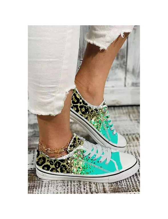 Azura Exchange Multicolor Leopard Print Criss Cross Distressed Canvas Sneakers, hi-res image number null