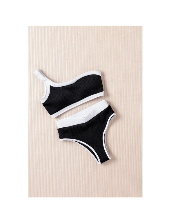 Azura Exchange One Shoulder Patchwork High-waisted Bikini Set, hi-res image number null