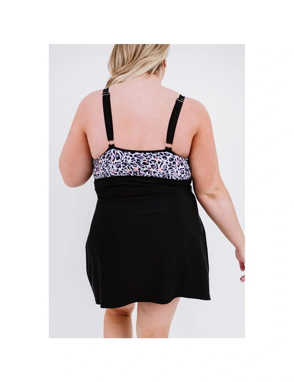 Azura Exchange Leopard Splicing Cut Out Sleeveless Plus Size Tankini Swimsuit, hi-res image number null