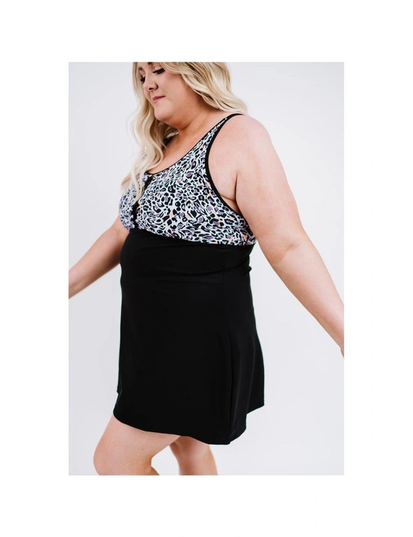 Azura Exchange Leopard Splicing Cut Out Sleeveless Plus Size Tankini Swimsuit, hi-res image number null