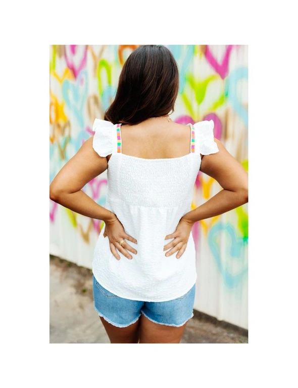 SQUARE NECK EMBROIDERED TANK