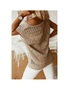 Azura Exchange Khaki Pointelle Knit Short Dolman Sleeve Sweater Top, hi-res