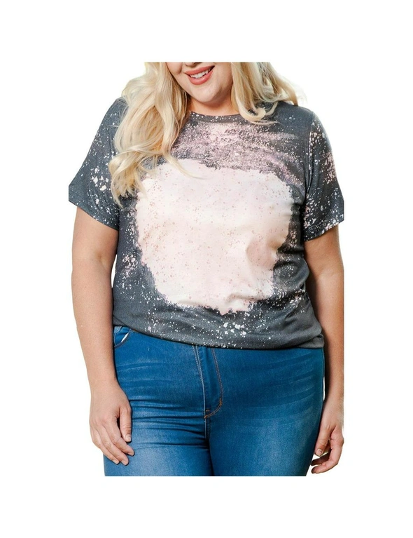 Azura Exchange Plus Size Bleached Tie-dye Print T-shirt, hi-res image number null