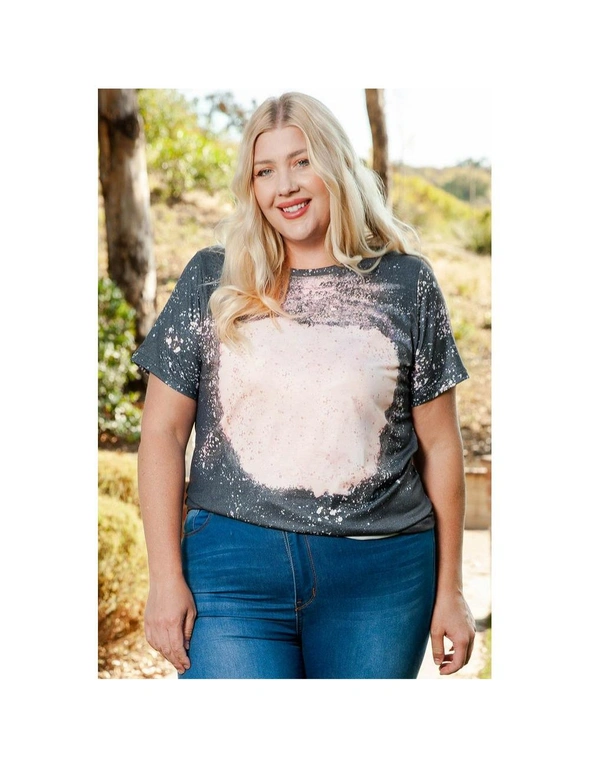 Azura Exchange Plus Size Bleached Tie-dye Print T-shirt, hi-res image number null