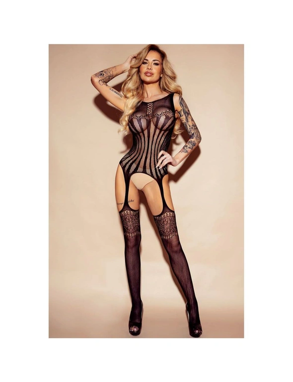 Azura Exchange Lace Mesh Strappy Cutout Open Crotch Body Stockings, hi-res image number null