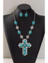 Azura Exchange 3Pcs Turquoise Cross Necklace And Earrings Set, hi-res