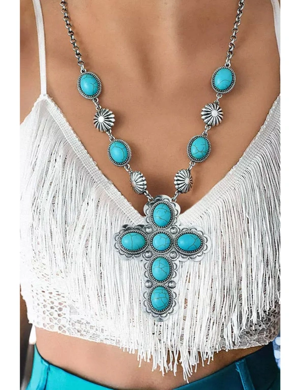 Azura Exchange 3Pcs Turquoise Cross Necklace And Earrings Set, hi-res image number null