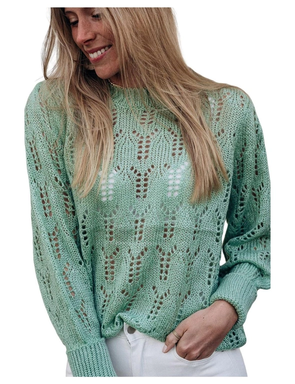 Azura Exchange Sheer Knitted Pointelle Sweater, hi-res image number null