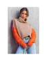 Azura Exchange Khaki Color Block Turtle Neck Drop Shoulder Knit Sweater, hi-res