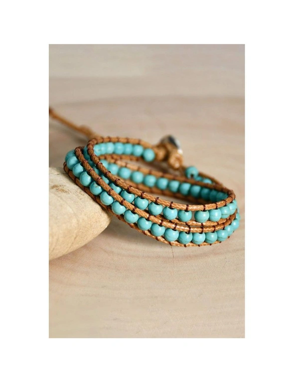 Azura Exchange Double-Layer Hand-Woven Turquoise Beaded Bracelet, hi-res image number null