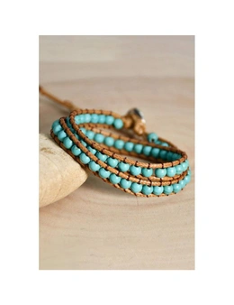 Azura Exchange Double-Layer Hand-Woven Turquoise Beaded Bracelet