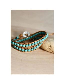Azura Exchange Double-Layer Hand-Woven Turquoise Beaded Bracelet