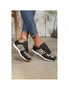 Azura Exchange Black Casual Leopard PU Patchwork Lace up Sneakers, hi-res