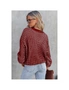 Azura Exchange Red Heathered Knit Drop Shoulder Puff Sleeve Sweater, hi-res