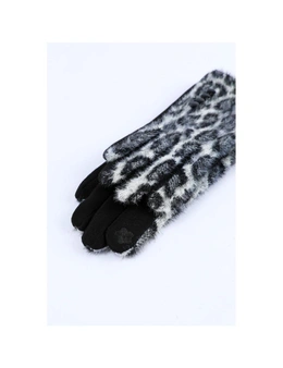 Azura Exchange Black Studded Furry Leopard Gloves