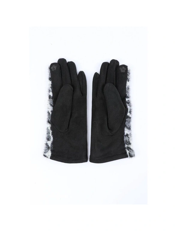 Azura Exchange Black Studded Furry Leopard Gloves, hi-res image number null