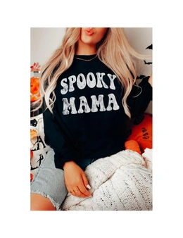 Azura Exchange Black SPOOKY MAMA Letter Graphic Sweatshirt