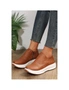 Azura Exchange Brown Leather Zipped Non-slip Thick Sole Shoes, hi-res