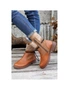 Azura Exchange Chestnut Contrast Leather Knitted Patchwork Ankle Boots, hi-res