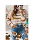 Azura Exchange Multicolor Striped Hollowed Knitted Loose Sweater, hi-res