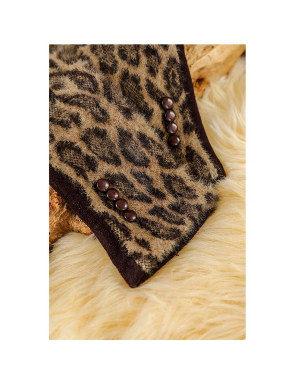 Azura Exchange Brown Studded Furry Leopard Gloves, hi-res image number null