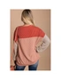Azura Exchange Red Color Block Long Sleeve Ribbed Loose Top, hi-res