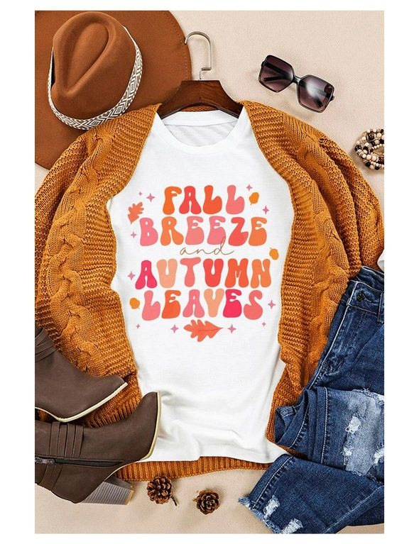 Azura Exchange White FALL BREEZE and AUTUMN LEAVES Graphic Tee, hi-res image number null
