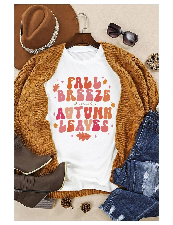 Azura Exchange White FALL BREEZE and AUTUMN LEAVES Graphic Tee, hi-res image number null