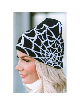 Azura Exchange Black Halloween Cobweb Pattern Woolen Hat