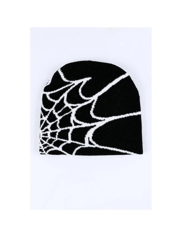 Azura Exchange Black Halloween Cobweb Pattern Woolen Hat, hi-res image number null
