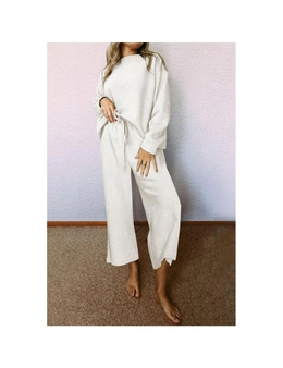Azura Exchange White Ultra Loose Textured 2pcs Slouchy Outfit
