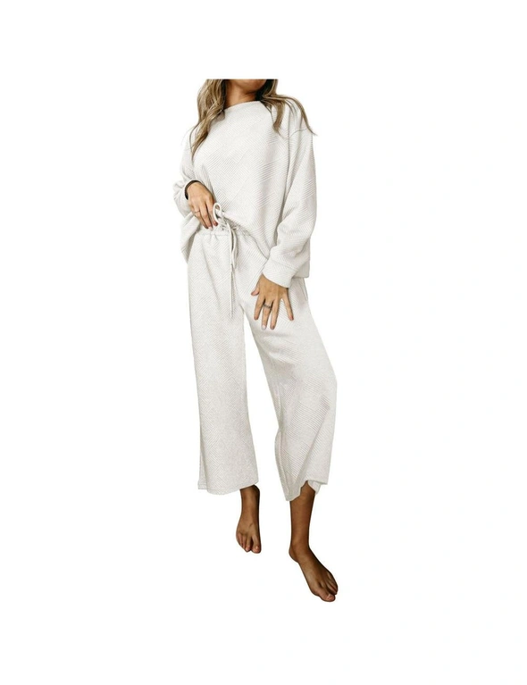 Azura Exchange White Ultra Loose Textured 2pcs Slouchy Outfit, hi-res image number null