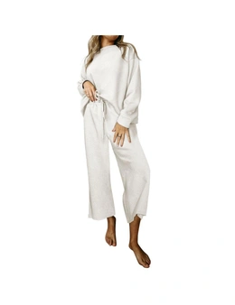 Azura Exchange White Ultra Loose Textured 2pcs Slouchy Outfit