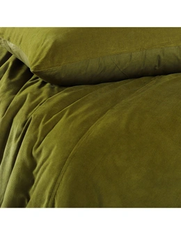 Vintage Design Green Mossy Cotton Corduroy Quilt Cover Set
