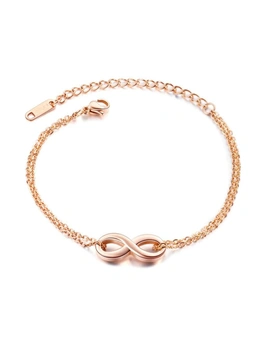 Bullion Gold Minimalistic Infinity Double Chain Casual Rose Gold Layered Bracelet