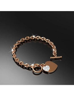 Bullion Gold Diamond cut Belcher Chain T-lock Toggle Bracelet in Rose Gold Layered Steel Jewellery