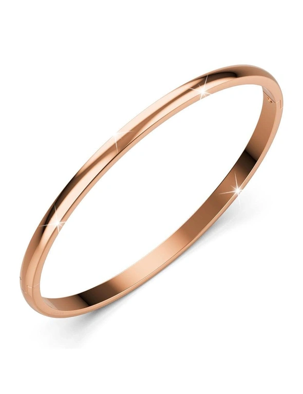 Bullion Gold Solid Round Stainless Steel Bangle in Rose Gold, hi-res image number null
