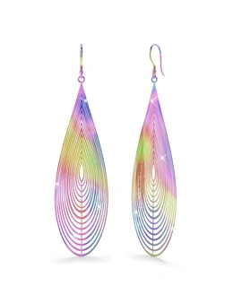 Bullion Gold Laser Etched Earrings In Rainbow