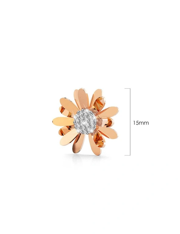 Bullion Gold Morning Daisy with Created Diamonds Stud Earrings in Rose Gold Layered Steel Jewellery, hi-res image number null