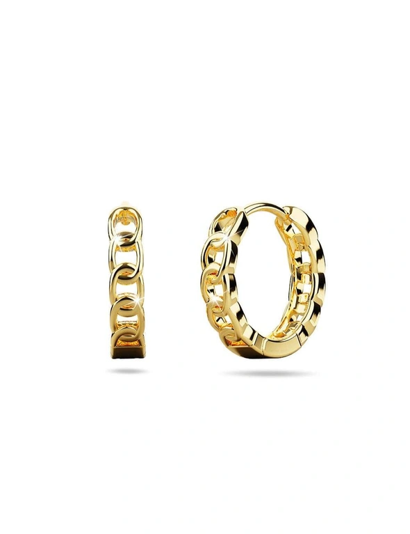 Bullion Gold Molten Chain Huggie Hoop Earrings Gold, hi-res image number null