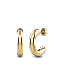 Bullion Gold Creole C-Hoop Gold Layered Earrings 14mm